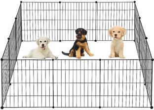 MS MODSTYLE Small Pets Metal Wire Cage Fence for Puppies Rabbits Guinea Pigs Kittens Black Pet Crate