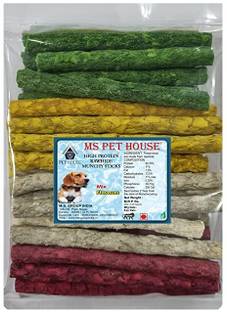 MS PET HOUSE Munchy Sticks Mix Flavors ( Chicken, Mint, Mutton and Natural ) 1 kg. Chicken, Mutton, Mint, Rice Dog Chew