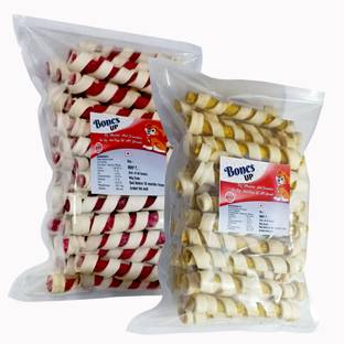 Bones UP Spiral Twirl Sticks (450g+450g) Mix Flavor (Chicken & Mutton), Dog Chew Stick Chicken, Mutton Dog Chew