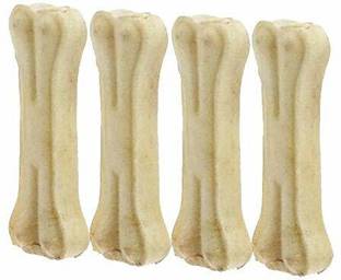 Petfun 5 Inches Rawhide Pressed Flavor Dog Calcium Treat Bones for Puppy Chicken Dog Chew