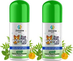 Zoivane Tick and flea Powder for Dog & Cat, Pet Powder, Anti-itching - Pack of 2 - 300 ml Pet Coat Cleanser