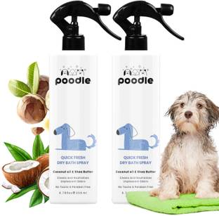 POODLE Quick Fresh Dry Bath Spray | Waterless Shampoo | Moisturizing & Deodorizing | 400 ml Pet Coat Cleanser