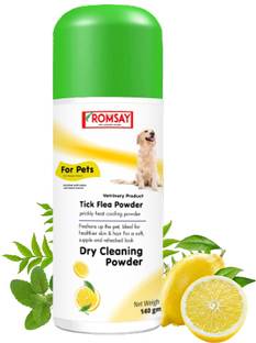 ROMSAY Tick & Flea Lemon Powder For Pets Prickly Heat Cooling & Dry Cleaning Powder 140 ml Pet Coat Cleanser