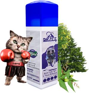 DR PET PLUS Organic Anti-Tick, Lice & Flea Powder For Cat | Flea Repellent Powder For Cat 100 ml Pet Coat Cleanser