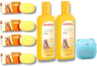 ZEE DRUGS Anti-Tick and Flea Shampoo 400 ml + Soap 4x75gm + Bathing Hand Brush 700 ml Pet Coat Cleanser