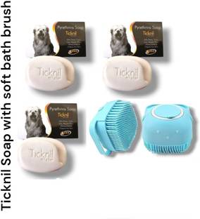 ZEE LAB Ticknil General Tick and Flea Soaps Pet Coat Cleanser Pack of 3 with brush 225 ml Pet Coat Cleanser