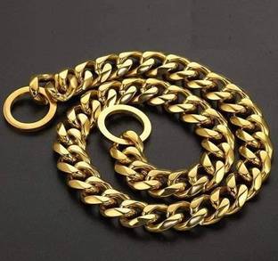DRK Shop Mart Durable & Adjustable Golden Chain Dog Collar for Small 18 inch-Sized Dogs Plain Dog Collar Charm