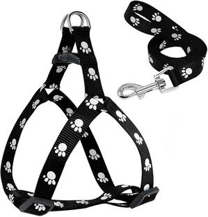 Woofy Paw Print Leash and Harness | Set for Small & Medium Puppy Bell Dog & Cat Collar Charm