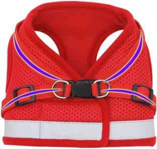 KUBER INDUSTRIES Reflective Dog Harness With Adjustable Leash|Small Size|QuickRelease Buckles|Red Dog Harness & Leash