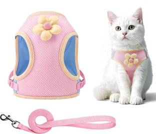 gustave Elegant Pink Cat Harness with Leash Breathable Mesh Design Cat Harness & Leash