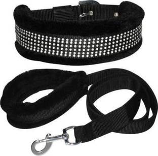 ALCAZAR Dog Fur Collar & Leash Combo Set (Recommended for 5-15KG Dog)) Dog Collar & Leash