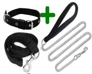 SENAPATI Combo Dog Chain Leash Collar & Belt Set 1 inch Medium Dog Collar & Chain