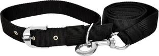 Petzoto Dog Belt Combo of Black Dog Collar with Dog Leash Specially for Small Breeds Dog & Cat Collar & Leash