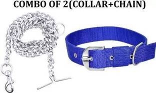 Sip Pitbull,pug,Labrador,Rottweiler,German Etc For Dog Collar+Steel Chain(Combo of2) Dog Collar & Chain