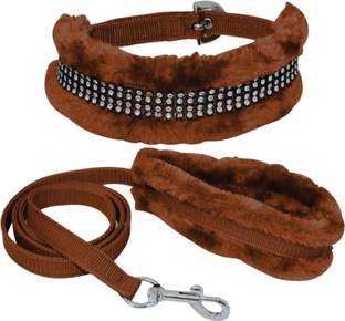 ALCAZAR Dog Collar & Leash Soft Fur Padded, Adjustable (Recommanded for 5-13KG PET) Dog Collar & Leash