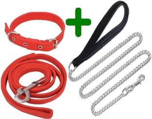 SENAPATI Combo Dog Chain Leash Collar & Belt Set 1 inch Medium Dog Collar & Chain