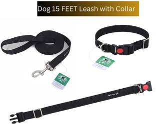 GNS PETS Dog Puppy PET Training 15 Feet long Comfort Nylon Grip free size Dog Collar & Leash