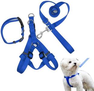 Yucky Soft Fur Adjustable Body Belts Strong all Breeds Combo Neck Collar Waterproof Dog & Cat Harness & Leash