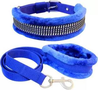 Happy Home's Care Dog Belt Combo Fur Padded Nylon Dog Collar & Leash Set For Small Dogs & Puppy Dog Collar & Leash