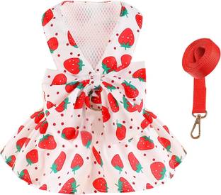 KUTKUT Dog Harness Dress and Leash Set Cute Bowknot Puppy Cat Princess Girl Dress Dog & Cat Harness & Leash