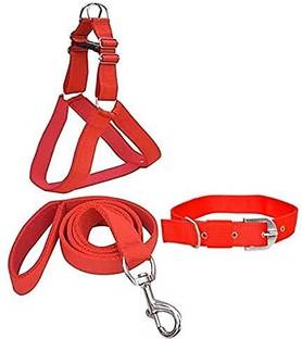 decorvaiz Dog Harness Belts Neck Collar and Rope Set (Waterproof, Large, Red) Dog Harness & Leash