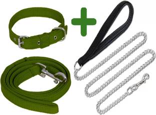 Petzoto Combo Dog Chain Leash Collar & Belt Set Medium Dog Collar & Chain Dog Collar Dog Collar & Chain