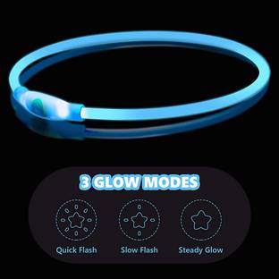 Qpets USB Rechargeable LED Dog Collar Cuttable Fiber Optic Flashing Light for Night Dog Everyday Collar
