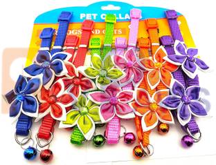 AKEnnterprises Dog Collar with Bell-Bow Tie Collars for Dogs & Cat Collar Flower Design 15MM Dog & Cat Everyday Collar