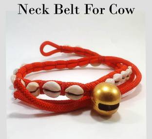 WROSHLER NYLON COW COLLAR BELT WITH BELL & KAUDI COW BELT IN RED COLOR 112 CM Cow Everyday Collar