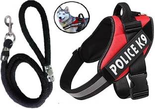 Breedo Dog K9 Police Harness Body Belt Padded + Premium Quality Rope | Adjustable Strap Dog Standard Harness