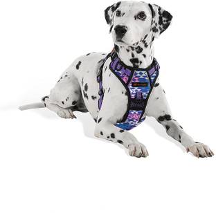 THE PETS POPULAR Blue Print Adjustable Double Sided Pro Harness Body Belt with Rope Dog Standard Harness