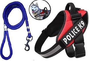 Breedo Dog K9 Police Harness Body Belt Padded + Premium Quality Rope | Adjustable Strap Dog Standard Harness