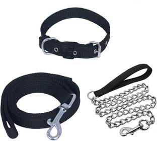 Quickato Combo Dog Chain Leash Collar & Belt Set Medium Dog Collar & Chain 150 cm Dog Chain Leash
