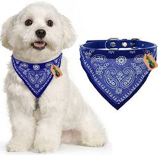 DreamAuro Faux Leather Adjustable Scarf/ Bandana Neckerchief Collar for Dog/Cat (Blue) Dog & Cat Everyday Collar