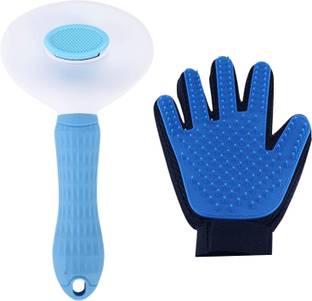 Emily Pets Slicker Dog Comb Brush & Bath Glove (Dog Gloves + Brush)(Pack of 2) Basic Comb for  Dog & Cat