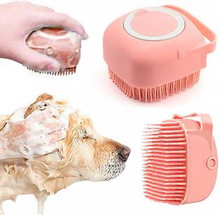 PET HOOD Dog Bath Brush 1 piece Silicone Pet Grooming Shower Brush Body Scrubber Plain/ Bristle Brushes for  Dog & Cat