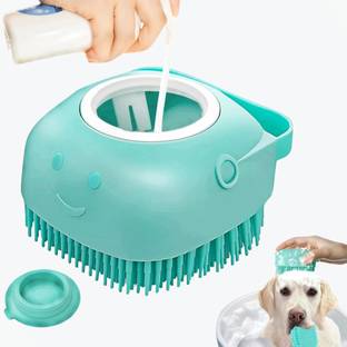 Richpet Premium Dog Bath Brush Body Scrubber for Bathing, Soft Silicone Groomers Brush Plain/ Bristle Brushes for  Dog, Cat