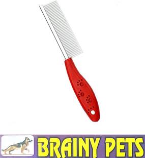 BRAINY PETS One Sided Stainless Steel Teeth Pin Combs for Grooming,Matted Fur,Knots,Tangles Basic Comb for  Dog & Cat