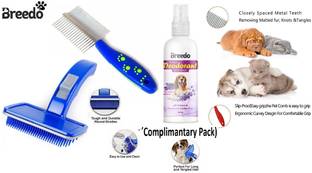 Breedo (Combo Of 2) Imported Dog Slicker + Hair Comb With Complimentary Pack Perfume Basic Comb for  Dog & Cat, Dog, Monkey, Rabbit, Hamster