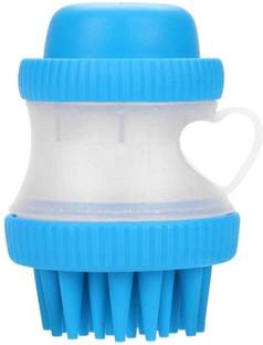 W9 Pet Products Silicone Washing Scrub Brush for Dog with Built-in Shampoo Reservoir-Blue, Small Basic Comb for  Dog & Cat