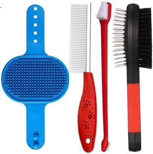 YOUHAVEDEAL All-in-One 5-in-1 Pet Grooming Kit for Dogs & Cats – Brush, Comb & Toothbrush Wire-pin Brushes for  Dog, Cat, Monkey, Rabbit, Dog & Cat