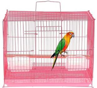 NatureNest (1.25 Feet) Pink Birds/Rabbit Cage with Food, Water Cups & Perches Bird, Rabbit Bird House