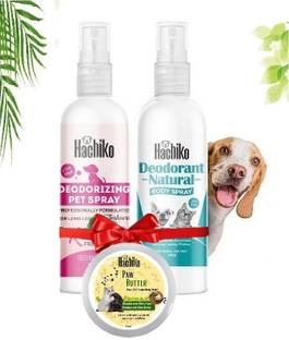 Hachiko Dog Deodorant Spray+Deodorizing Spray+Paw Butter Moisturizing & Soft Cream Deodorizer