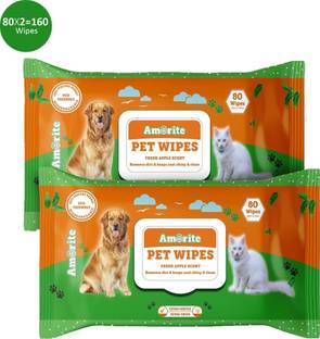 Amorite Wet Pet Wipes With Fresh Apple Fragrance For Dogs And Cats 160 Pcs Pet Ear Eye Wipes