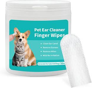 SHUBHENTP Ear Cleaner Finger Wipes, Natural Rosemary and Witch Hazel Formula Pet Ear Eye Wipes