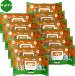 Amorite Wet Pet Wipes With Fresh Apple Fragrance For Dogs And Cats 960 Pcs Pet Ear Eye Wipes