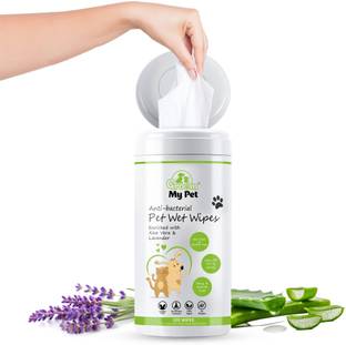 Groom My Pet Wet Wipes, Anti-Bacterial & Hypoallergenic, Dry Bath for Coat, Skin, Face, Paw & Pet Ear Eye Wipes
