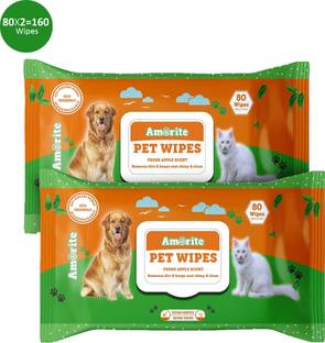 Amorite Wet Pet Wipes With Fresh Apple Fragrance For Dogs And Cats 160 Pcs Pet Ear Eye Wipes