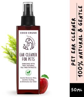 COCO CRUSH 100% Natural Pet Ear Cleaner, 50ml - Fastest Itch Relief & Squeaky Clean Ears | Pet Ear Eye Wipes
