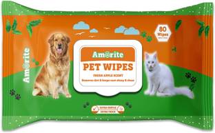 Amorite 80 Pulls Pet Wipes Biodegradable , Anti-Bacterial, Alcohol-Free for All Pets Pet Ear Eye Wipes